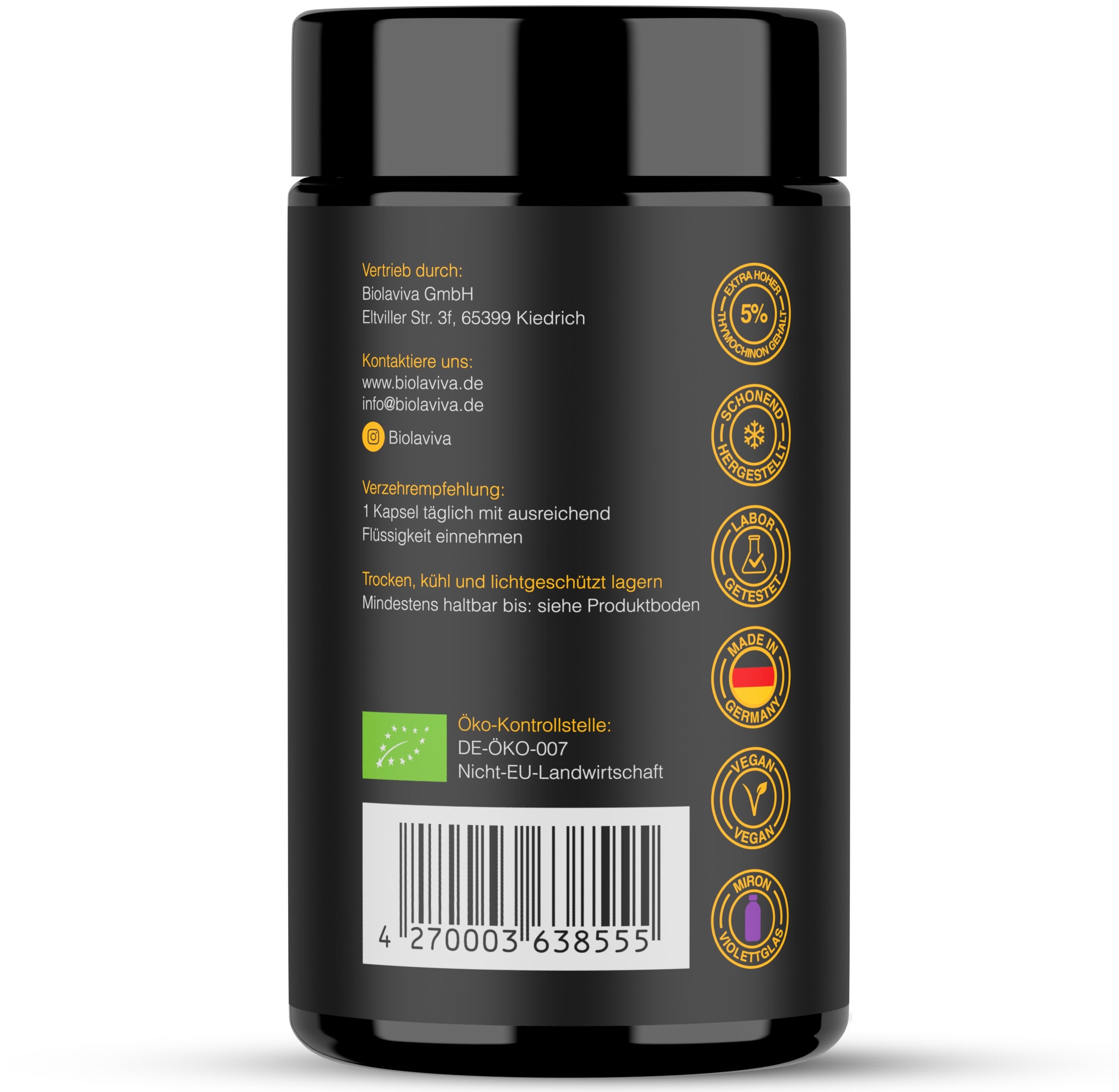 12x Bio Schwarzkümmelöl Kapseln - hochdosiert - 5% Thymochinon - 60 Kapseln
