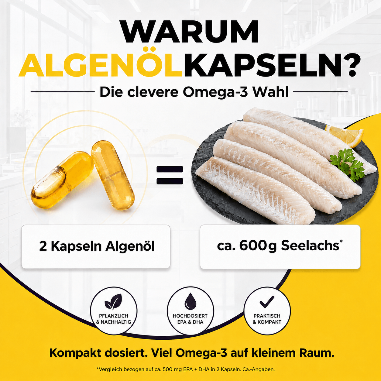 Premium Omega 3 Algenöl Kapseln - hochdosiert - vegan