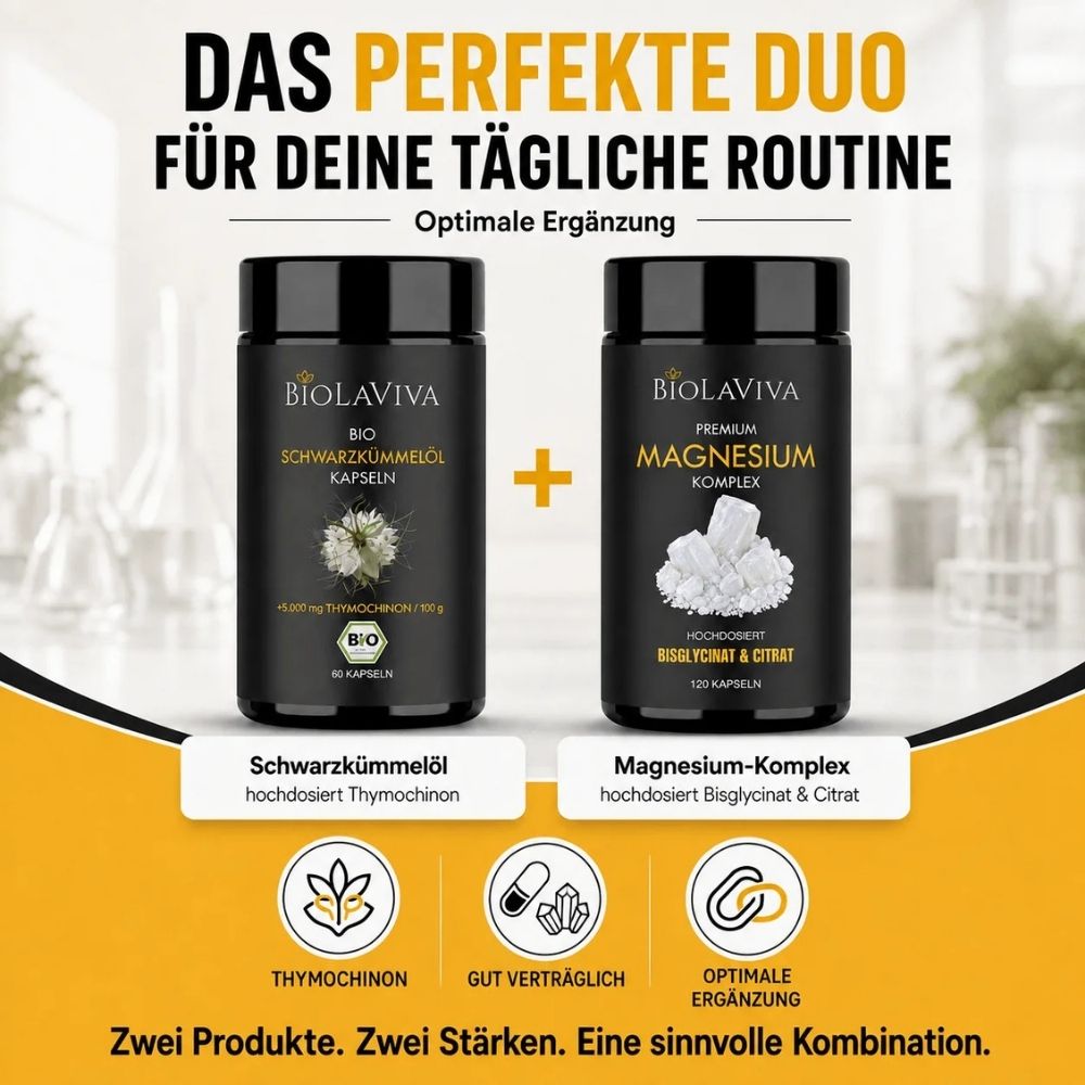 Premium Magnesium Komplex Kapseln - Bisglycinat & Citrat - hochdosiert