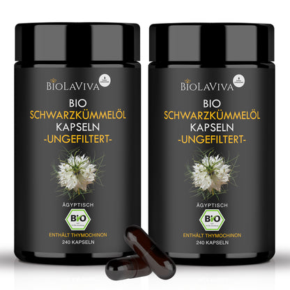 2× Bio Schwarzkümmelöl Kapseln - ungefiltert - 240 Stück