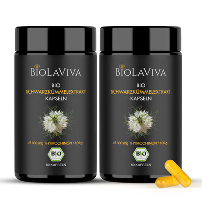 2x Bio Schwarzkümmelöl Kapseln - hochdosiert - 5% Thymochinon - 60 Kapseln