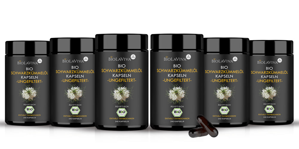 6× Bio Schwarzkümmelöl Kapseln - ungefiltert - 240 Stück