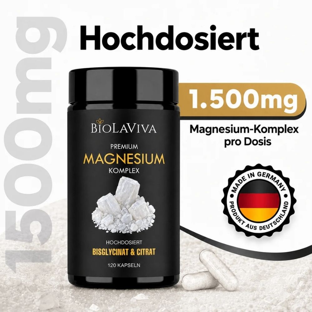 Premium Magnesium Komplex Kapseln - Bisglycinat & Citrat - hochdosiert