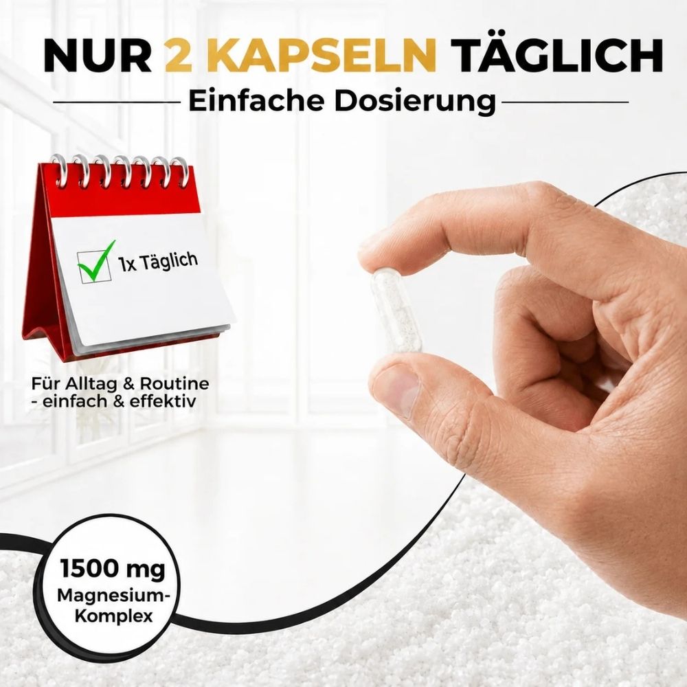 Premium Magnesium Komplex Kapseln - Bisglycinat & Citrat - hochdosiert