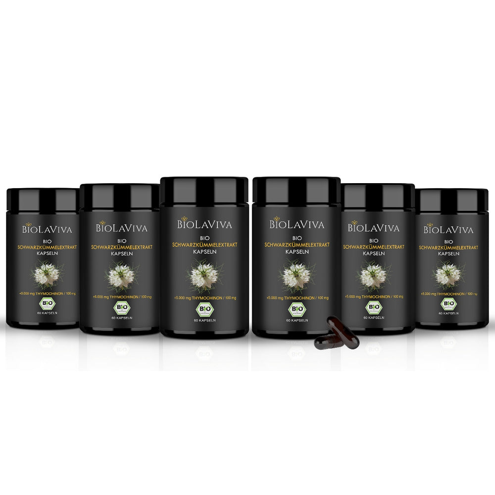 6× Bio Schwarzkümmelöl Kapseln - ungefiltert - 240 Kapseln